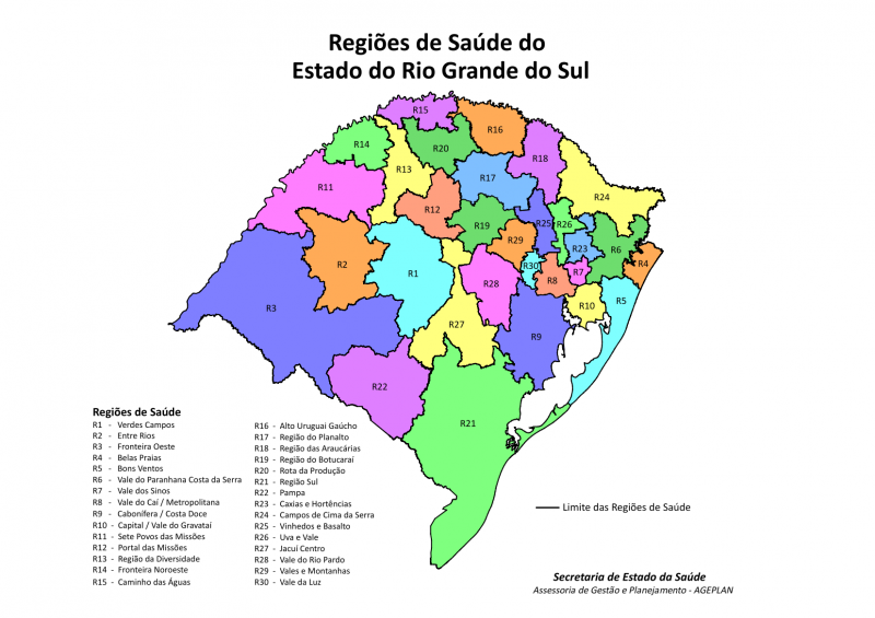 Mapa RS REGIOES DE SAUDE 2022